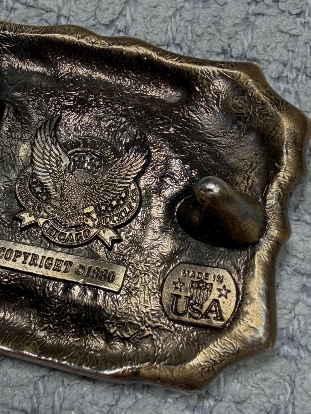 Solid Brass Big Sky Country MONTANA Antlers Eagle Mountains Belt Buckle Vintage